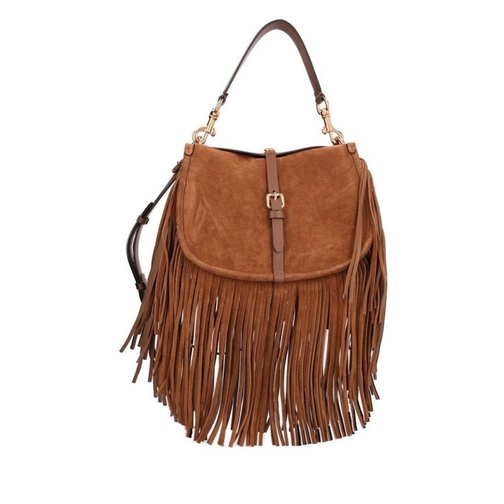 Etro Women Medium Pony Suede Bag With Fringe